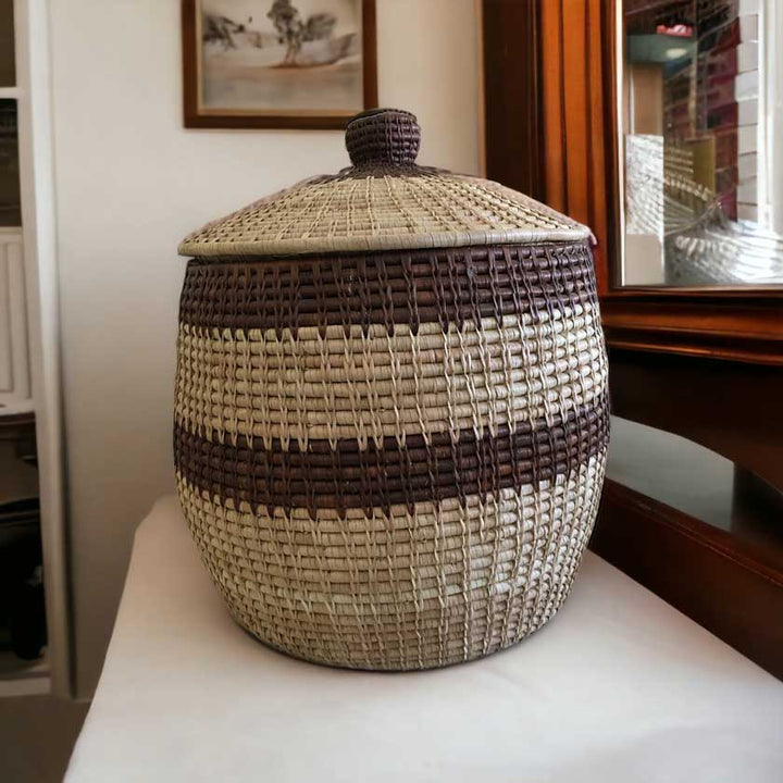 Large Handwoven African Basket | Authentic Artistry for Home Decor