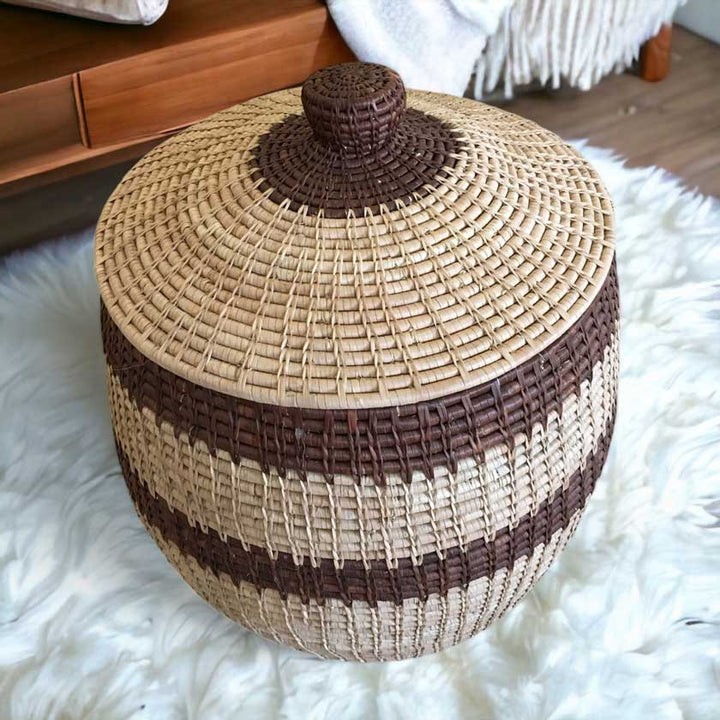 Large Handwoven African Basket | Authentic Artistry for Home Decor